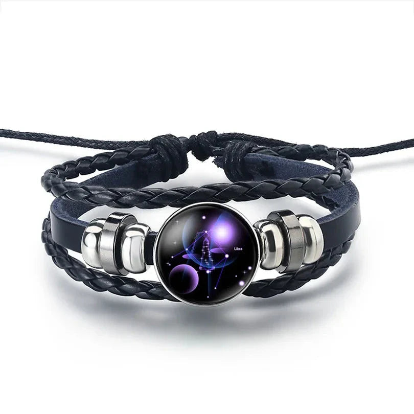 12 Constellations Zodiac Sign Leather Bracelet Libra
