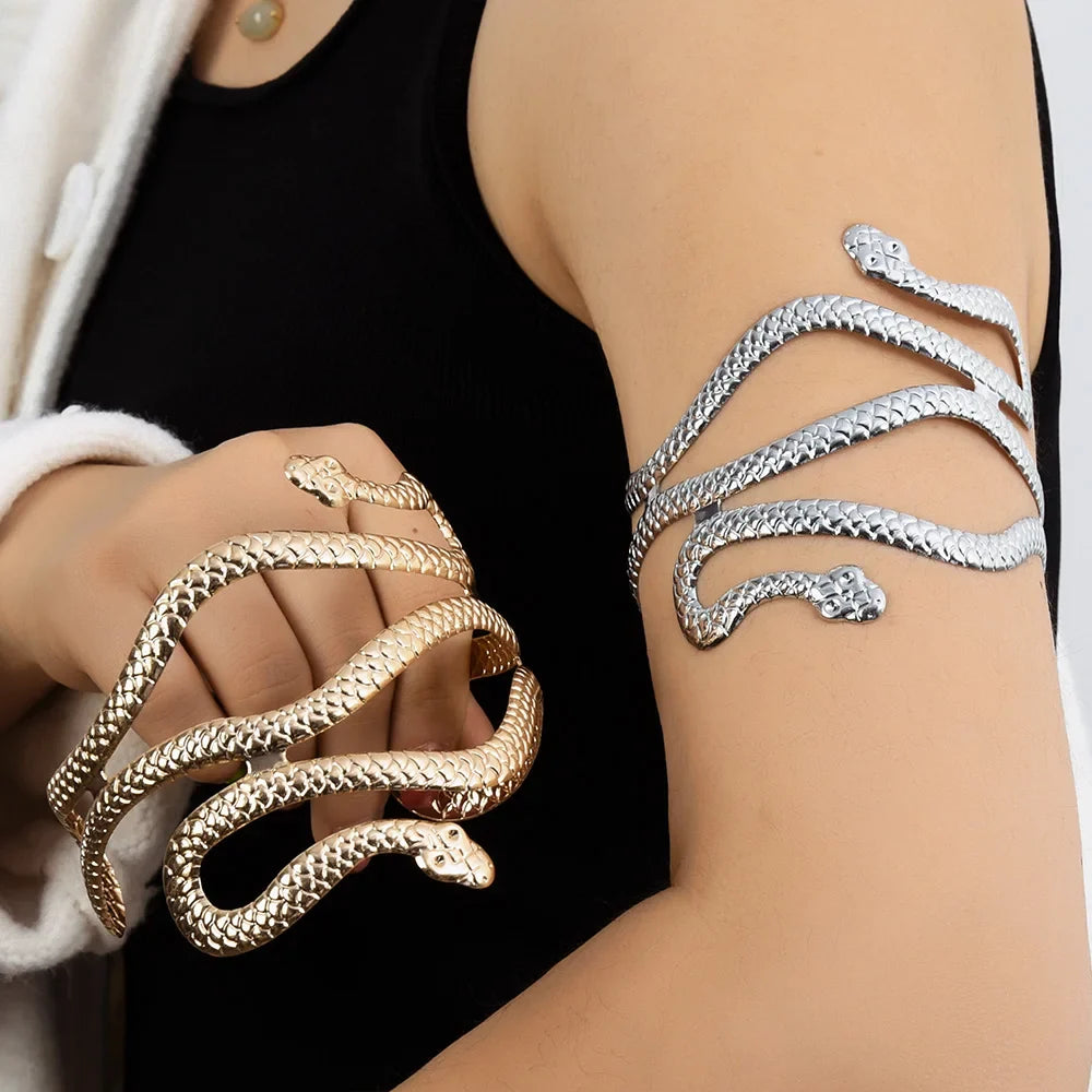 Women's Snake Arm Bracelet - Arm Chain Ornament and Bicep Jewelry silver