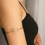 Women's Sun and Moon Arm Bracelet - Arm Chain Ornament and Silver Biceps Jewelry