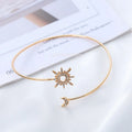 Women's Sun and Moon Arm Bracelet - Arm Chain Ornament and Gold Biceps Jewelry