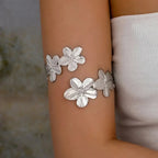 Women’s arm bracelet - silver flower petal bicep chain