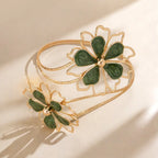 Women's flower arm bracelet - green biceps chain