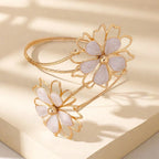 Women's flower arm bracelet - white biceps chain