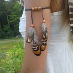 Women's arm bracelet feather - bicep chain