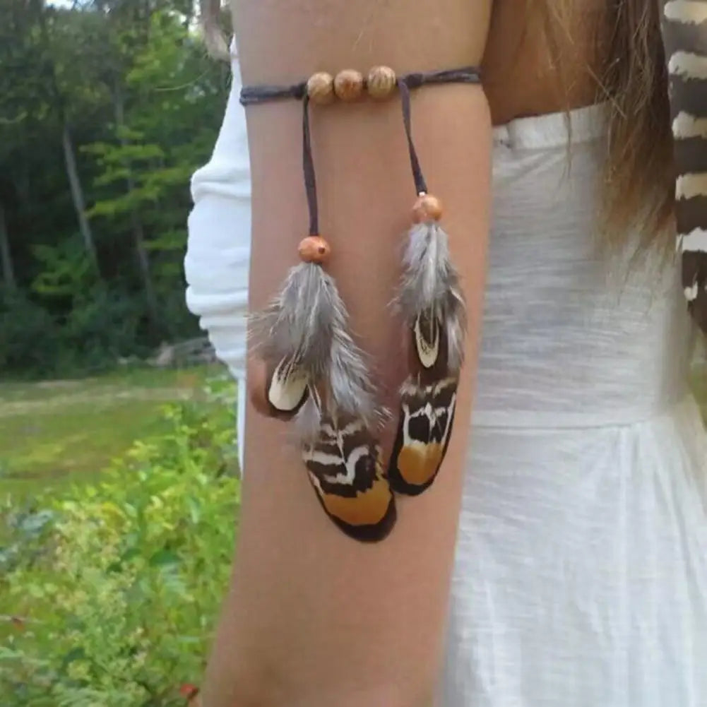 Women's arm bracelet feather - bicep chain