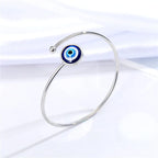 Turkish Blue Evil Eye Charm Bracelet in silver