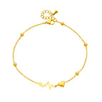 Ankle Bracelet with Hearts and Electrocardiogram