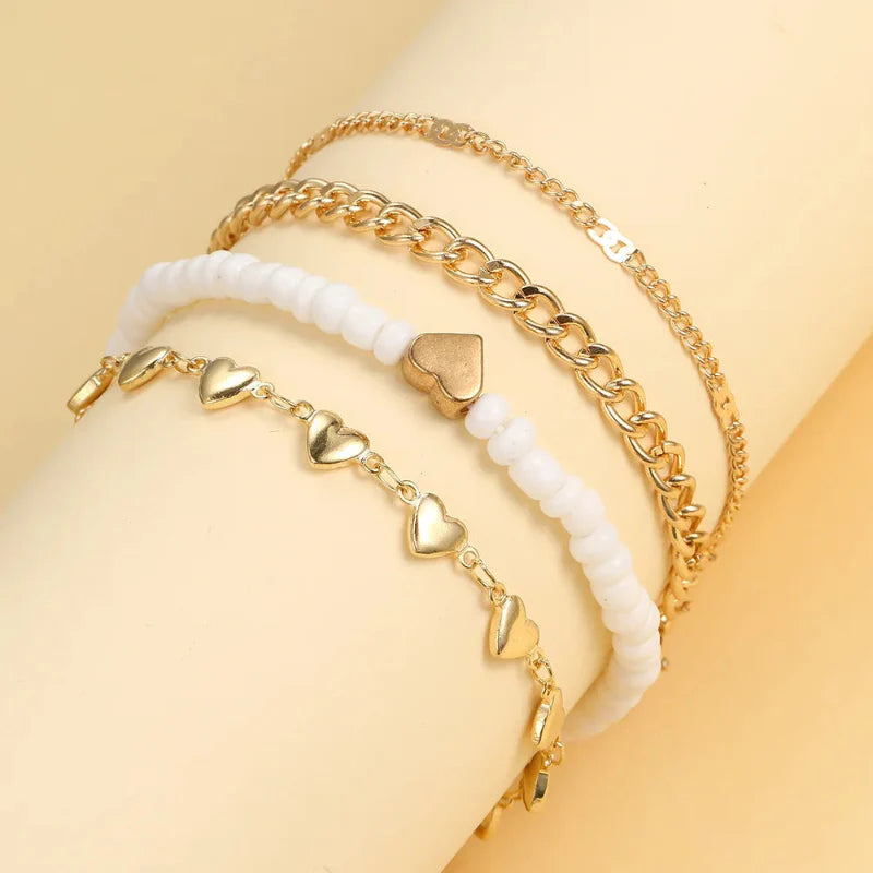 Anklet with Heart Beads