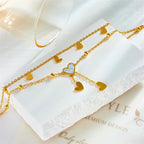 Double Row Heart Anklet Bracelet