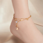 Double Row Heart Anklet Bracelet
