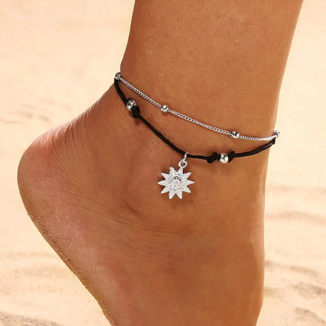 Double Row Sun Ankle Bracelet