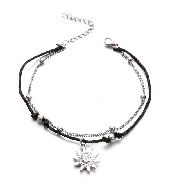 Double Row Sun Ankle Bracelet