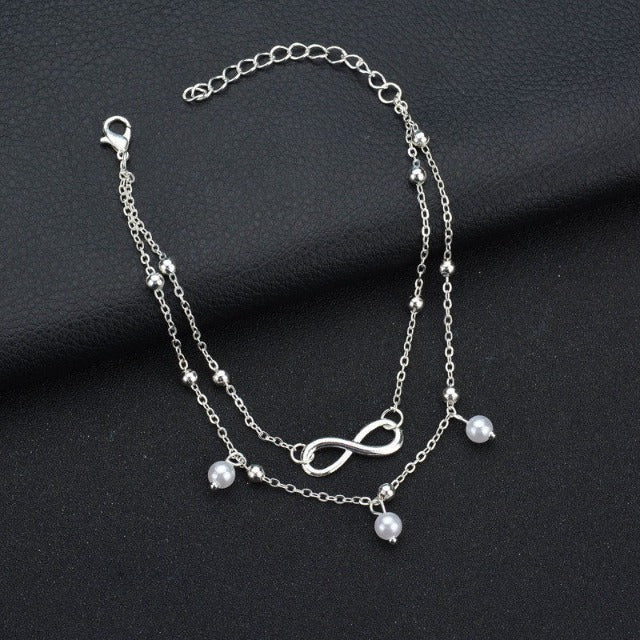 Infinity Ankle Bracelet for Women silver