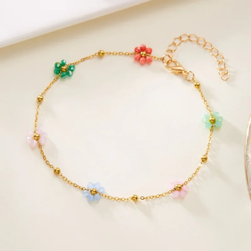 Colorful Flower Anklet Bracelet