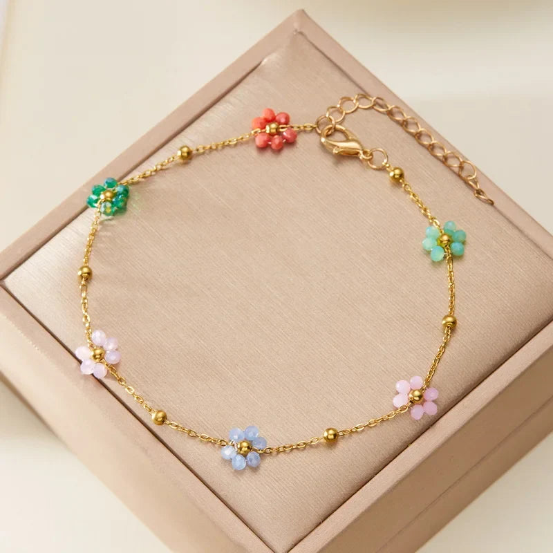 Colorful Flower Anklet Bracelet