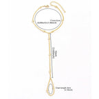 Women's Beaded Hand Bracelet Jewelry Hand & Finger Chain Gold