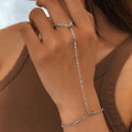 Women's Beaded Hand Bracelet Jewelry Hand & Finger Chain Silver
