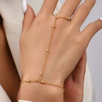 Women's Beaded Hand Bracelet Jewelry Hand & Finger Chain Gold