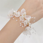 Pearl and Flower Wedding Bracelet