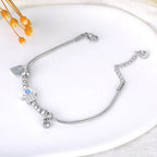 Protection Bracelet with Hamsa Hand and Blue Eye silver