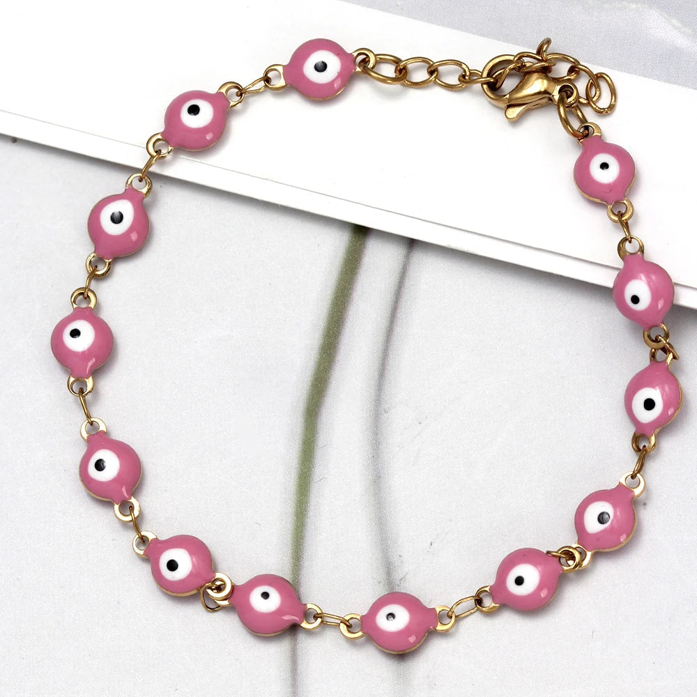 Evil Eye Protection Bracelet for Men or Women pink