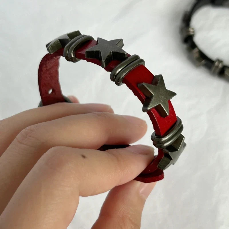 Vintage Style Bracelet with Red Stars