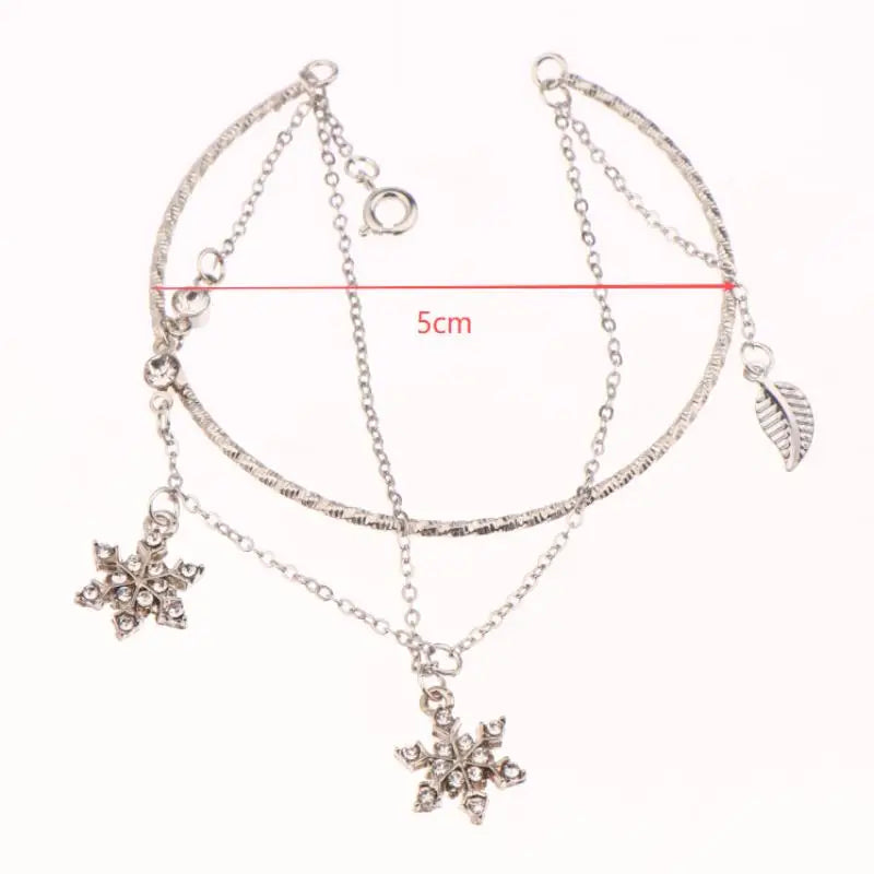Double Bracelet with Crystal Snowflakes