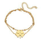 Double Bracelet with 4-Leaf Clover gold