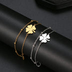  Double Bracelet with 4-Leaf Clover gold