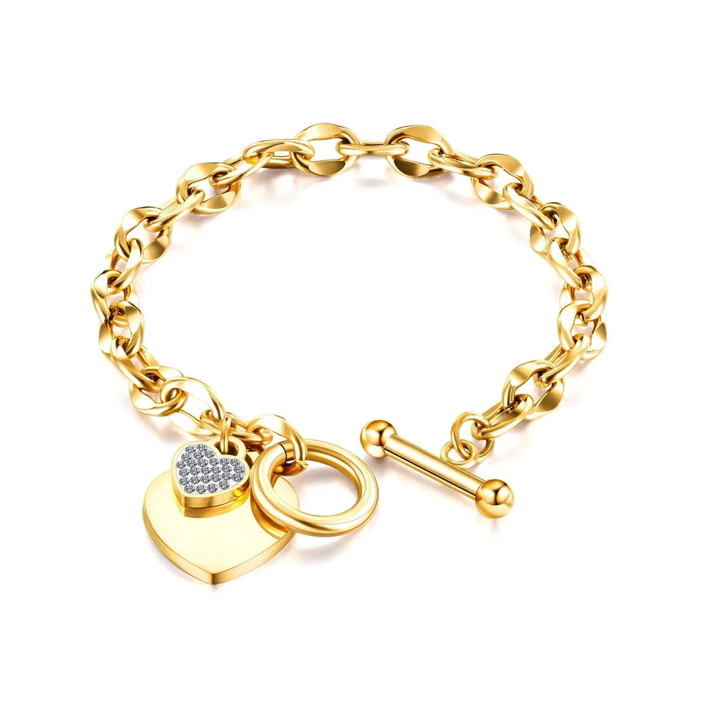 Double Heart Women’s Chain Bracelet Gold