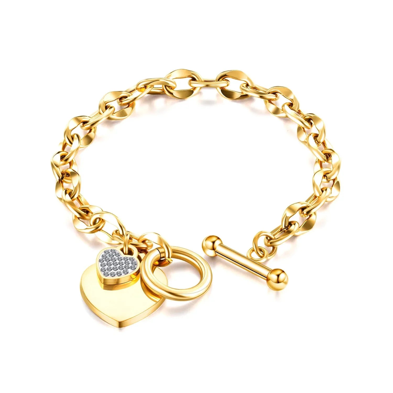 Double Heart Women’s Chain Bracelet Gold