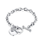 Double Heart Women’s Chain Bracelet Silver