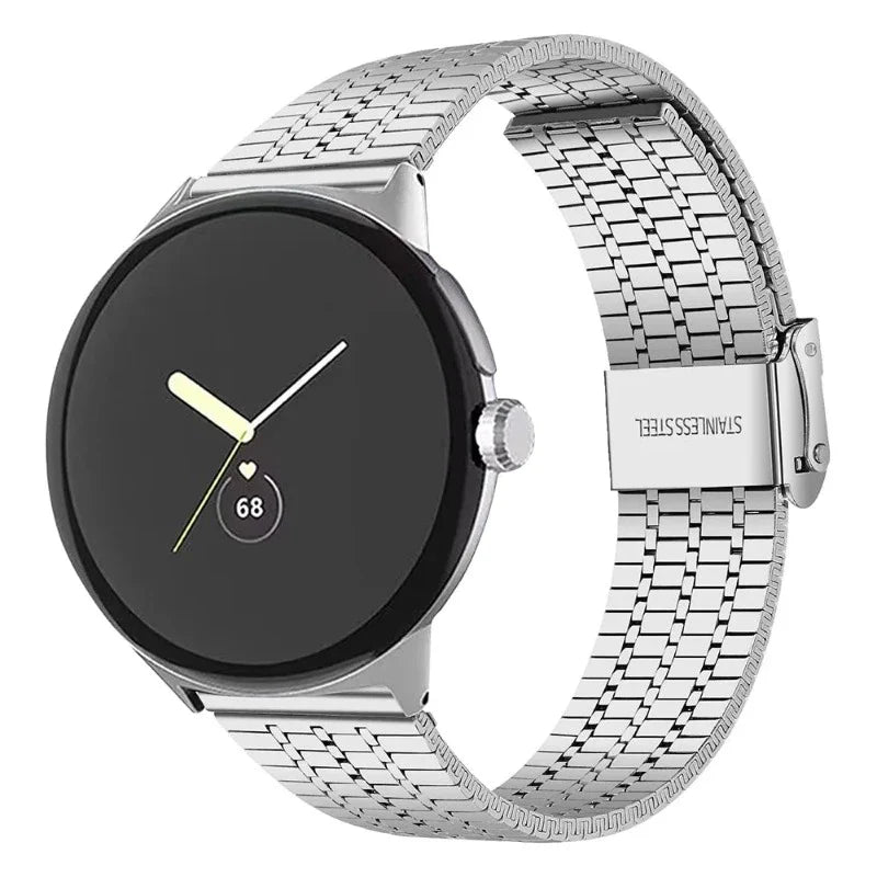 Hard-Lightly Tempered Steel Mesh Smartwatch Bracelet Google Pixel Watch 1 & 2 silver