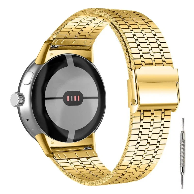 Hard-Lightly Tempered Steel Mesh Smartwatch Bracelet Google Pixel Watch 1 & 2 gold