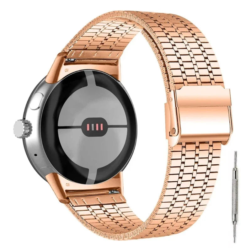 Hard-Lightly Tempered Steel Mesh Smartwatch Bracelet Google Pixel Watch 1 & 2 rose gold