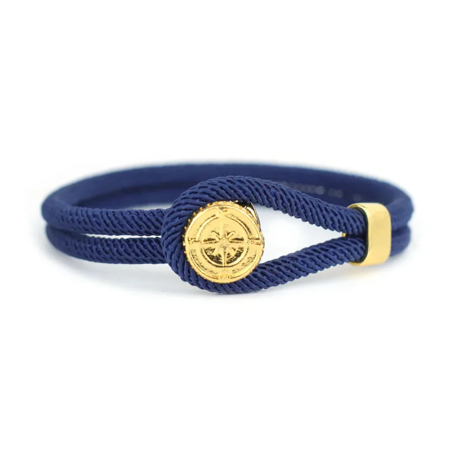 Navy Blue Nautical Compass Rose Rope Bracelet