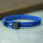 Rope Bracelet with Black Compass Rose of the Winds royal blue