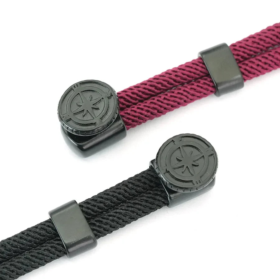 Rope Bracelet with Black Compass Rose of the Winds 