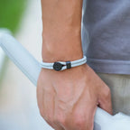 Rope Bracelet with Black Compass Rose of the Winds grey