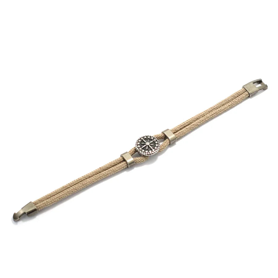 Compass Rose Rope Bracelet beige