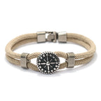 Compass Rose Rope Bracelet beige