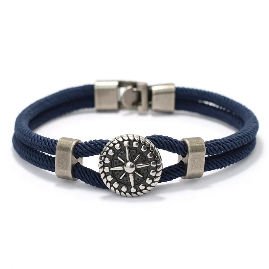 Compass Rose Rope Bracelet navy blue
