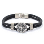 Compass Rose Rope Bracelet black