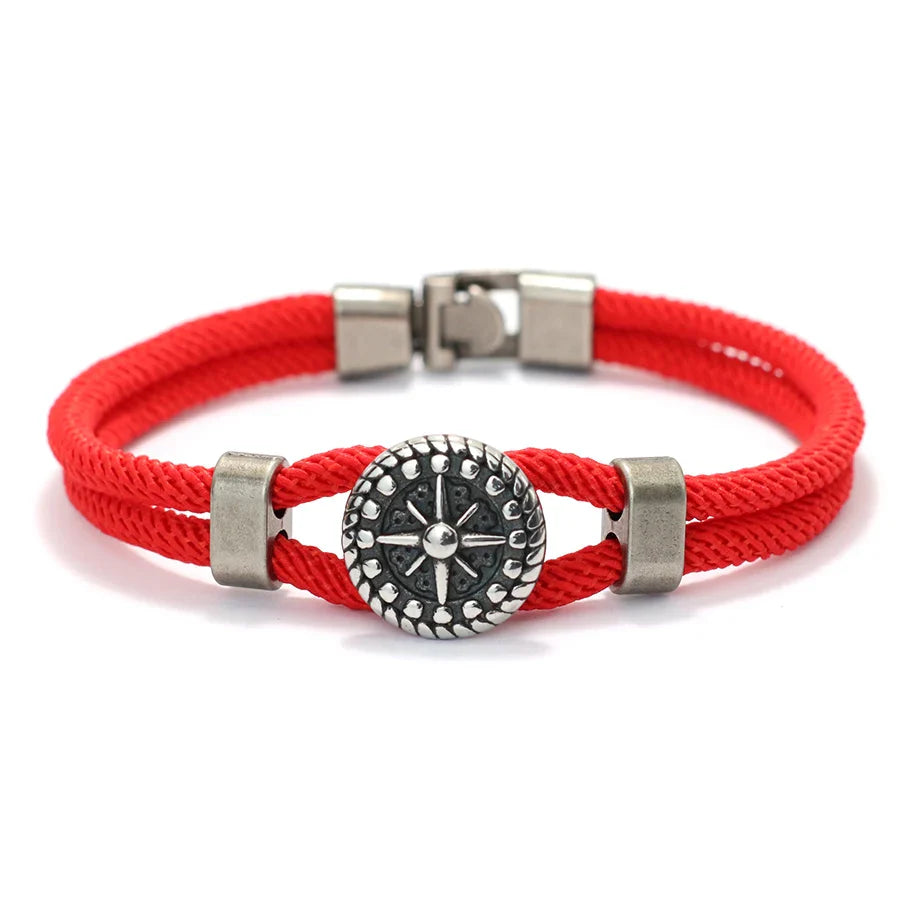 Compass Rose Rope Bracelet red
