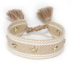 Rope Bracelet with Stars for Men or Women beige