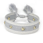 Rope Bracelet with Stars for Men or Women grey