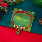 Cord Bracelet with Red Christmas Tree and Baubles Pendant