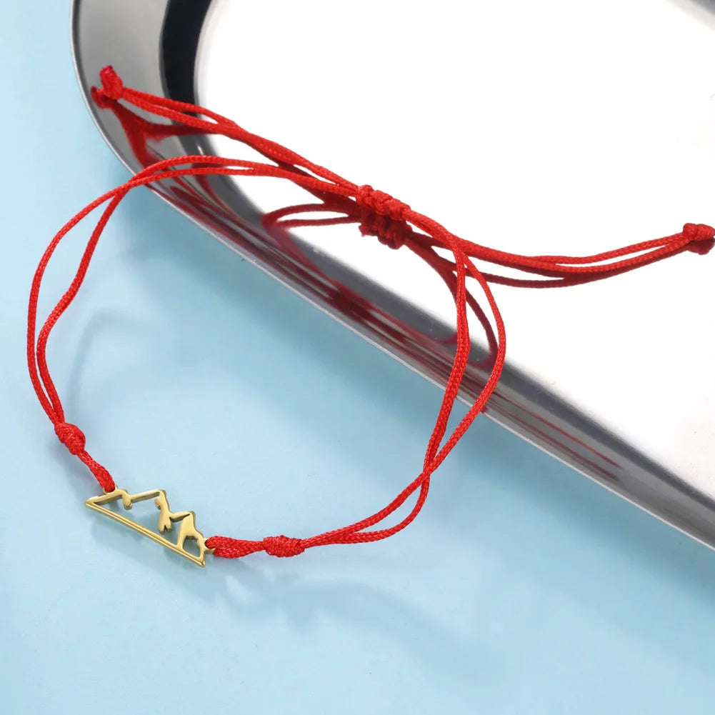 Rope Bracelet with Mountain Pendant for Women or Men red