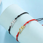 Rope Bracelet with Mountain Pendant for Women or Men black
