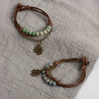 String Bracelet with Four-Leaf Clover and Green Beads